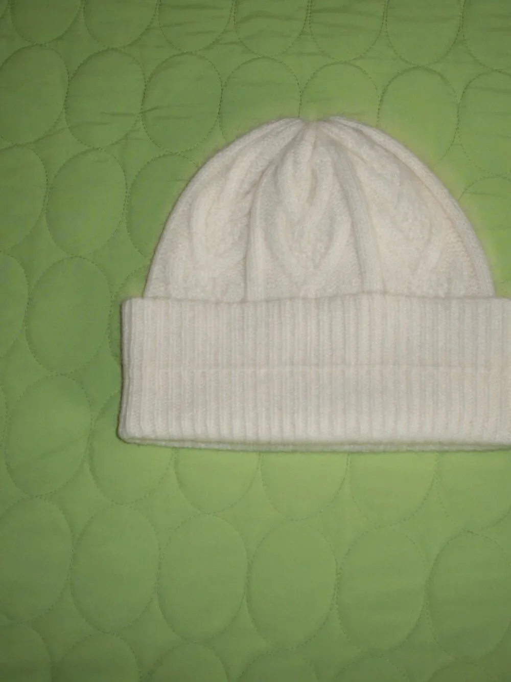 White Cable Knit Beanie Hat